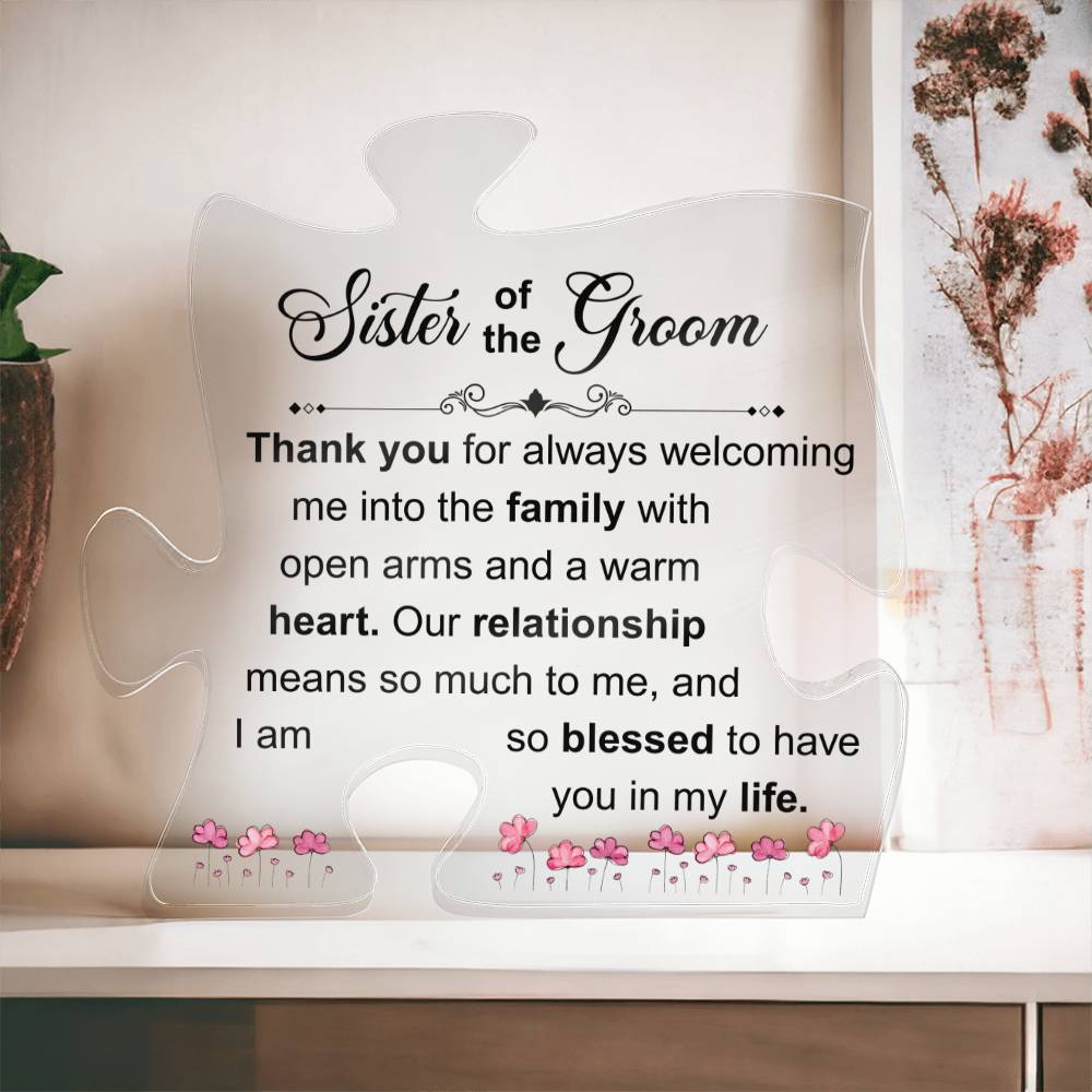 Sister of the Groom | Wedding Day Puzzle Acrylic Plaque