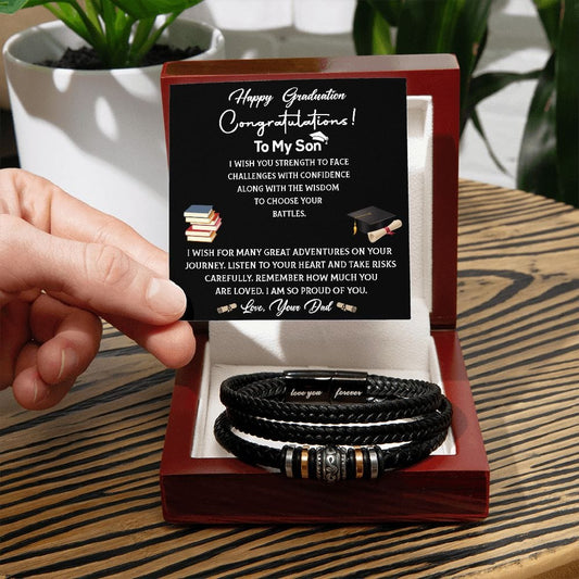 To My Son From Dad on Graduation Bracelet