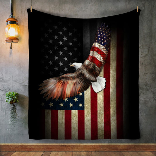 American Flag w/Eagle Spanned Wings Blanket