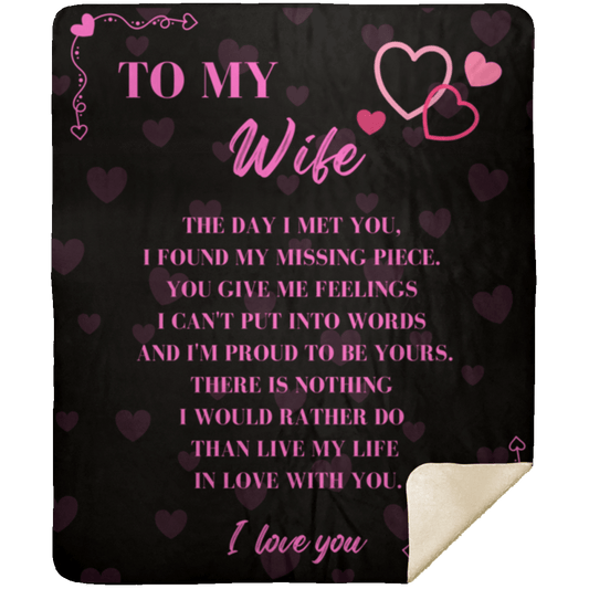 To My Wife Valentine Sherpa Blanket 50x60