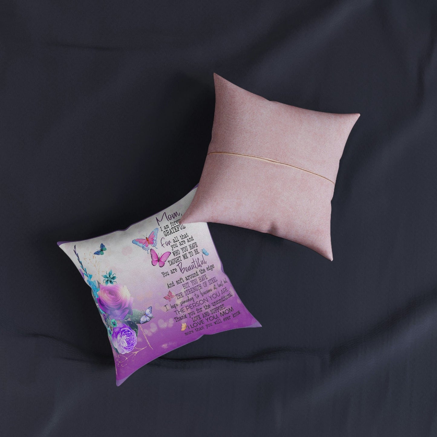 Mom Square Pillow - Pink Back