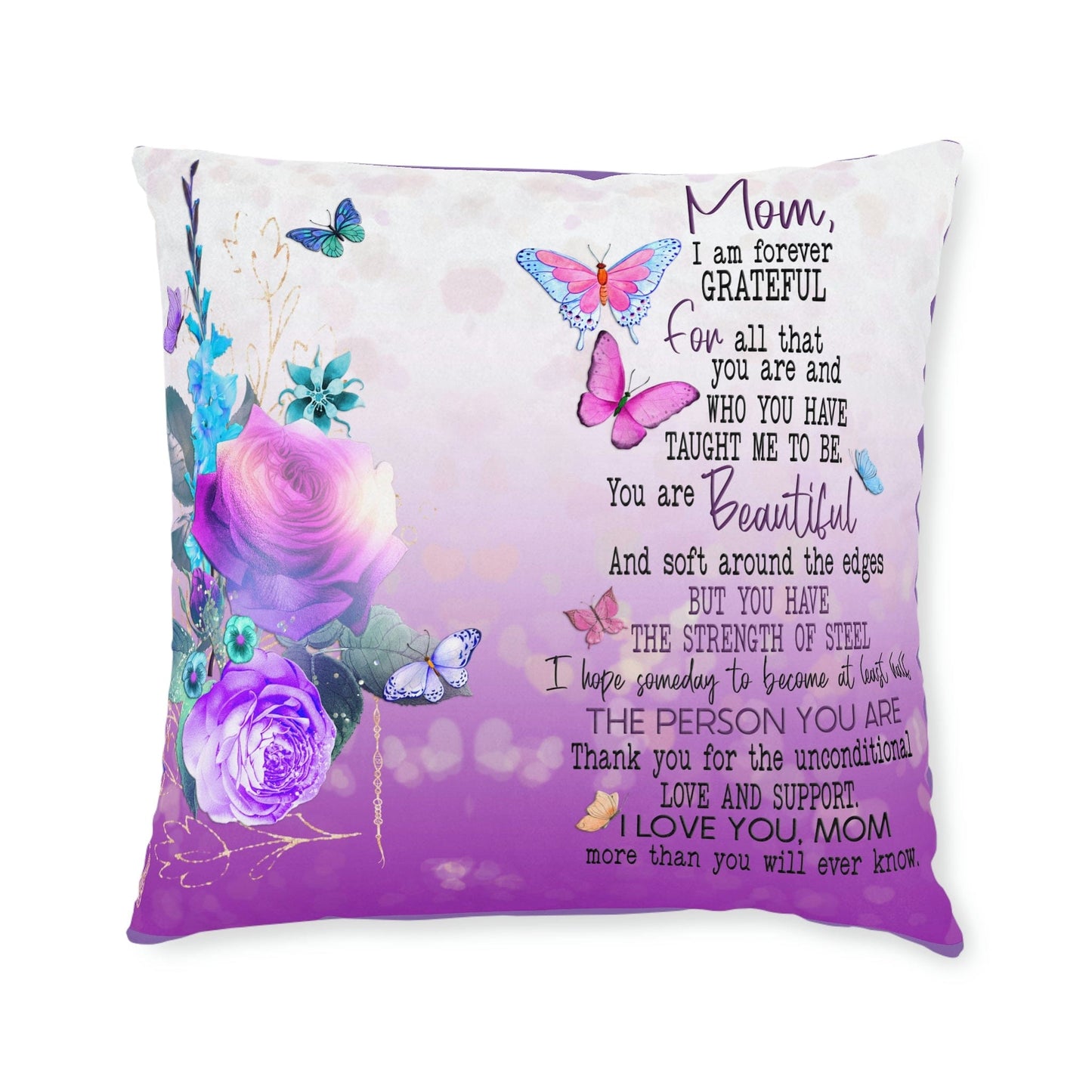 Mom Square Pillow - Pink Back