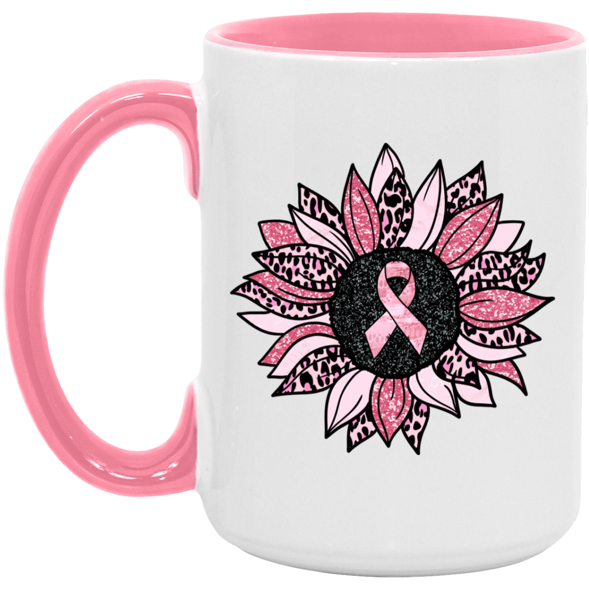 Breast Cancer Awareness Sunflower Two Tone Coffee Mug