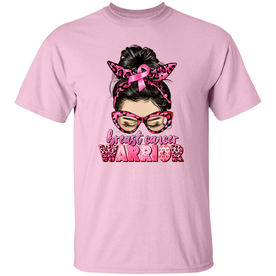 Breast Cancer Warrior- Messy Bun T Shirt