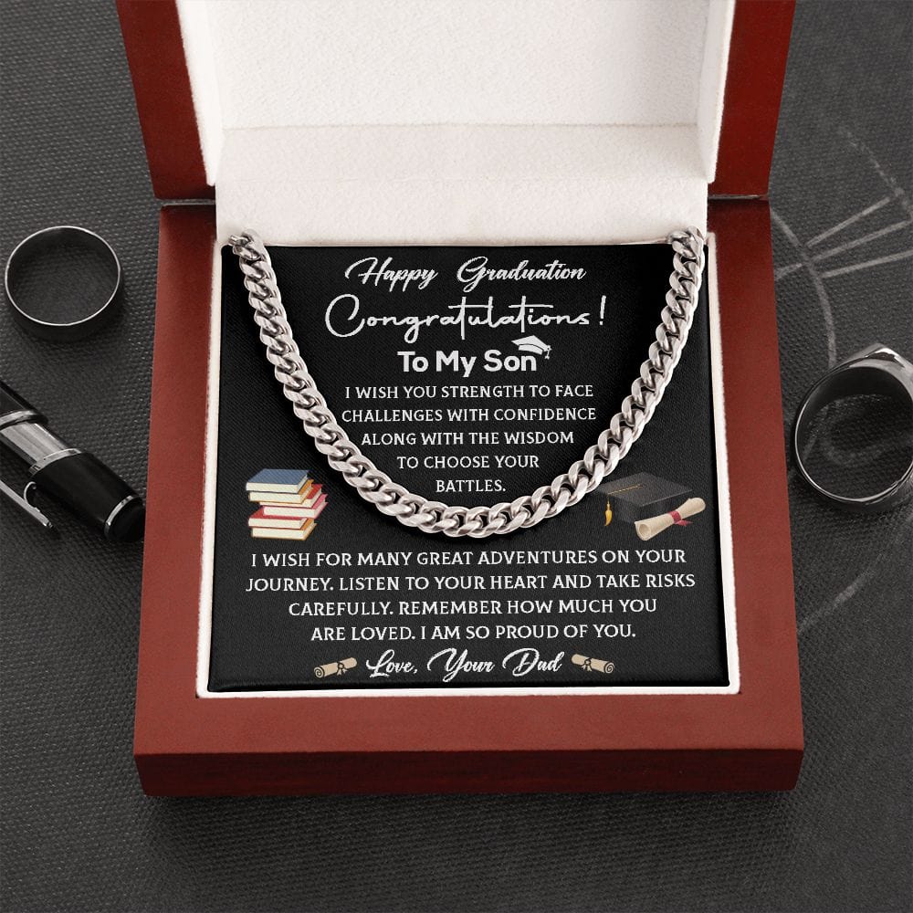 To My Son on Graduation Cuban Link Necklace