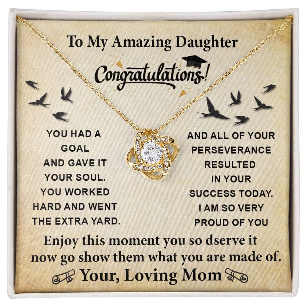To My Amazing Daughter Graduation Love Knot Necklace
