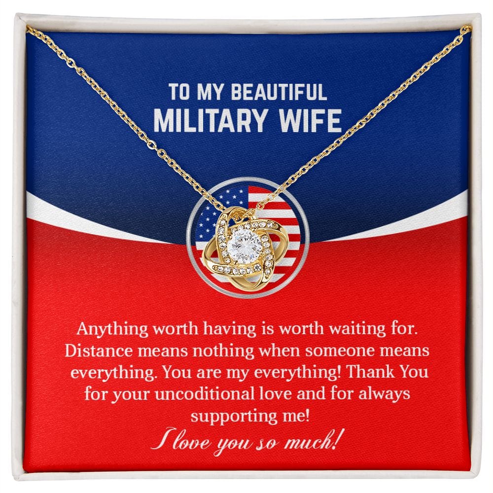 To My Beautiful Military Wife | Love Knot Necklace