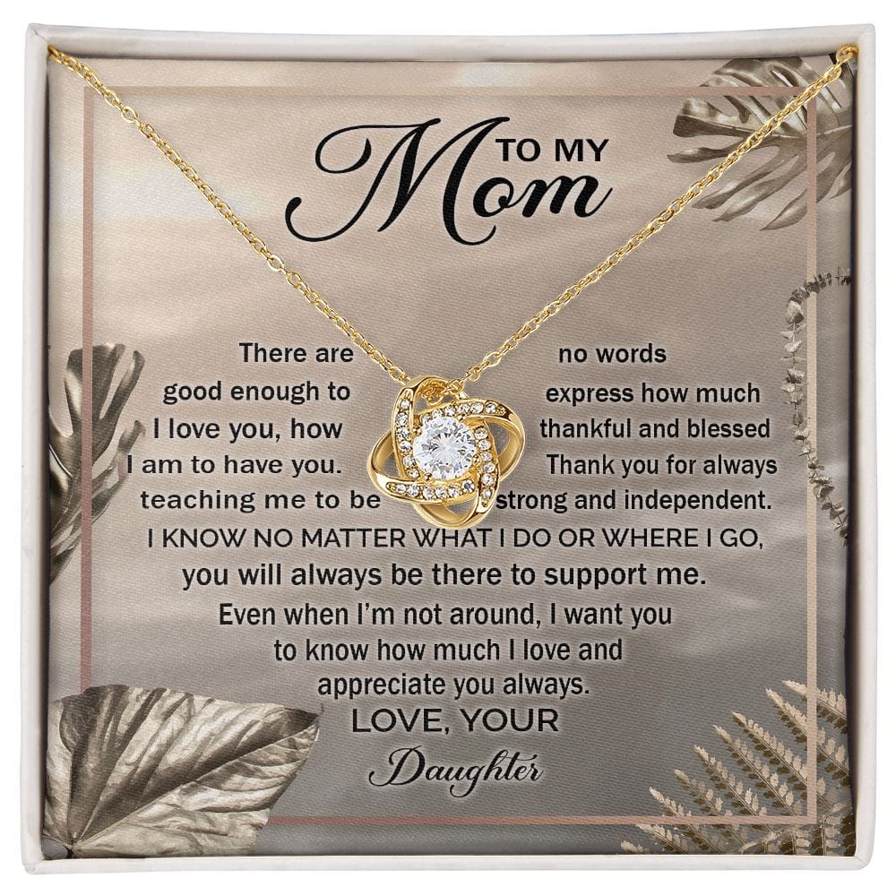 To My Mom from Daughter Love Knot Necklace