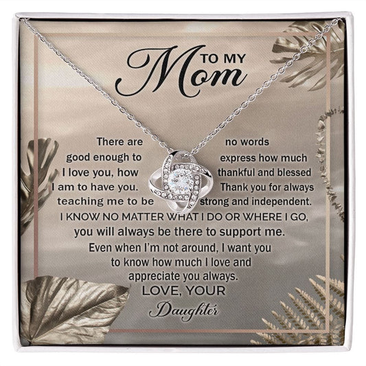 To My Mom from Daughter Love Knot Necklace