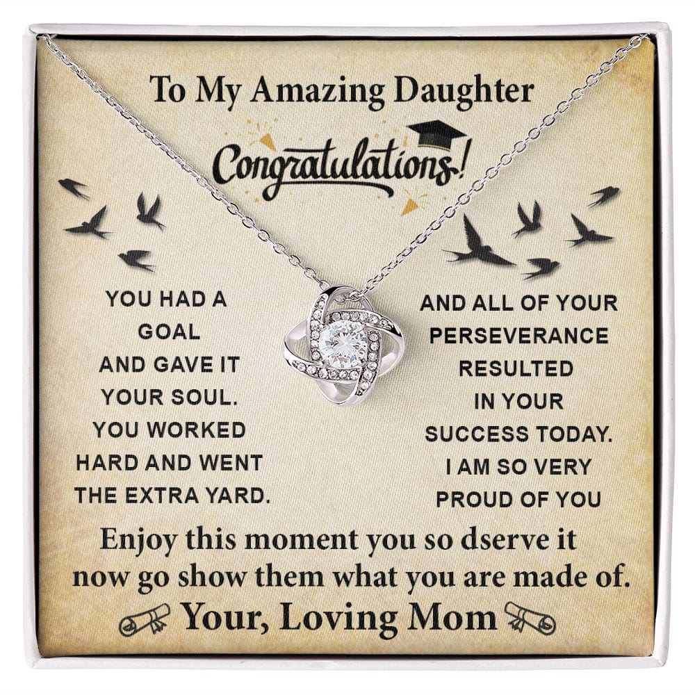 To My Amazing Daughter Graduation Love Knot Necklace