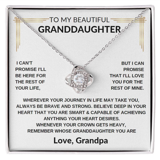 To My Granddaughter from Grandpa Love Knot Necklace