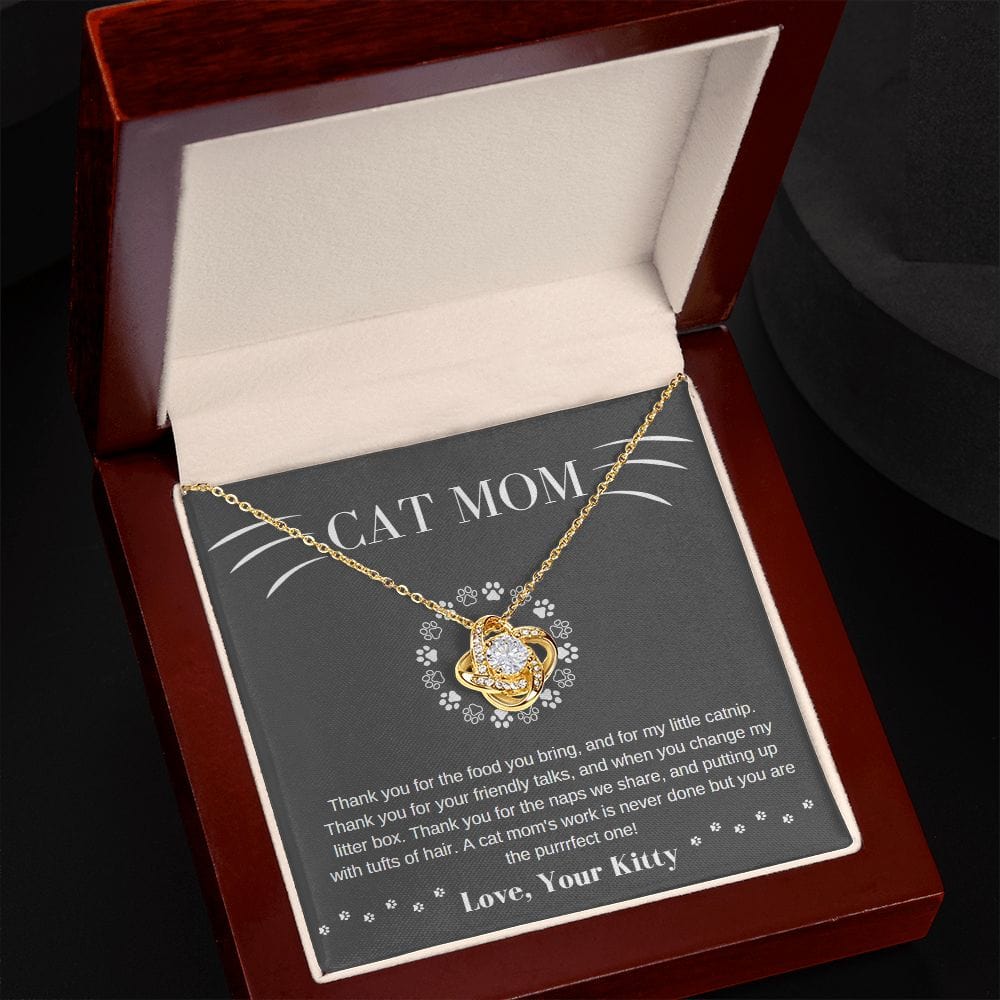 Cat Mom Love Knot Necklace
