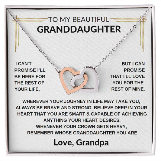 To My Beautiful Granddaughter from Grandpa Interlocking Hearts