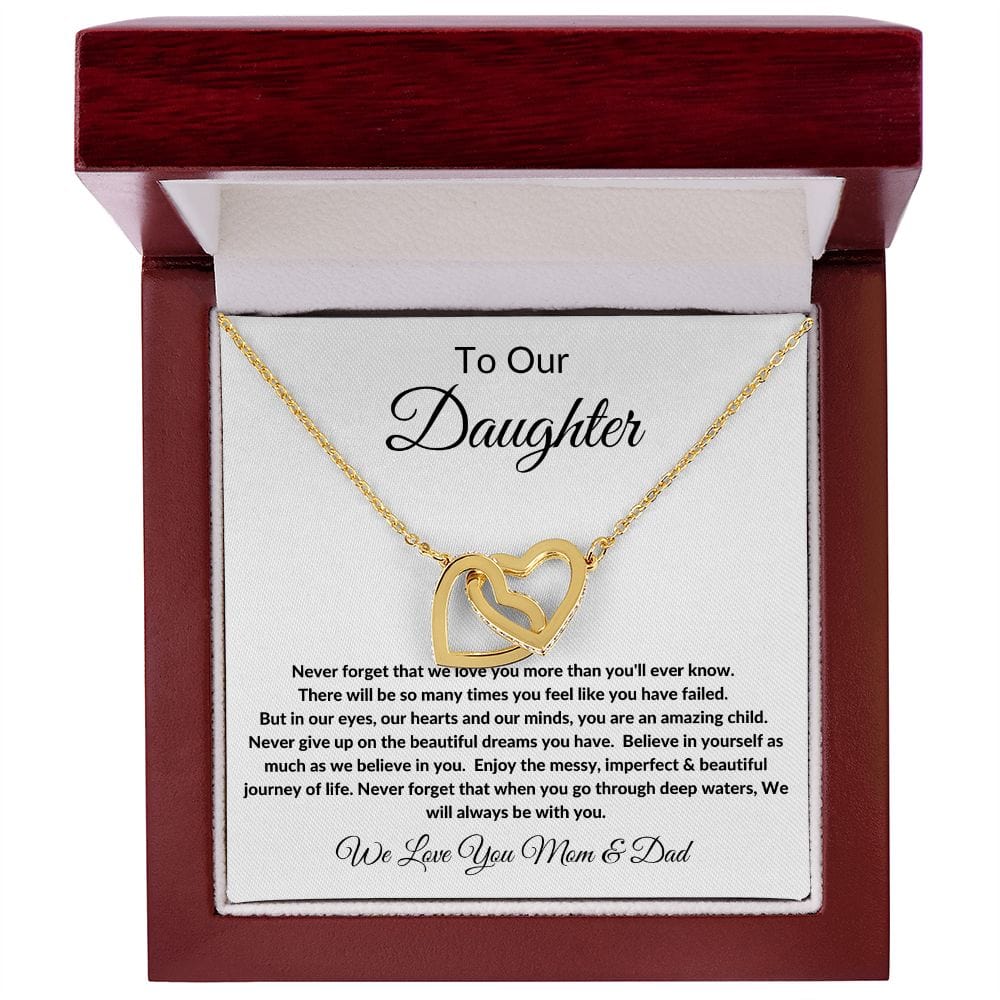 Interlocking Hearts Necklace | To Our Daughter, Mom & Dad