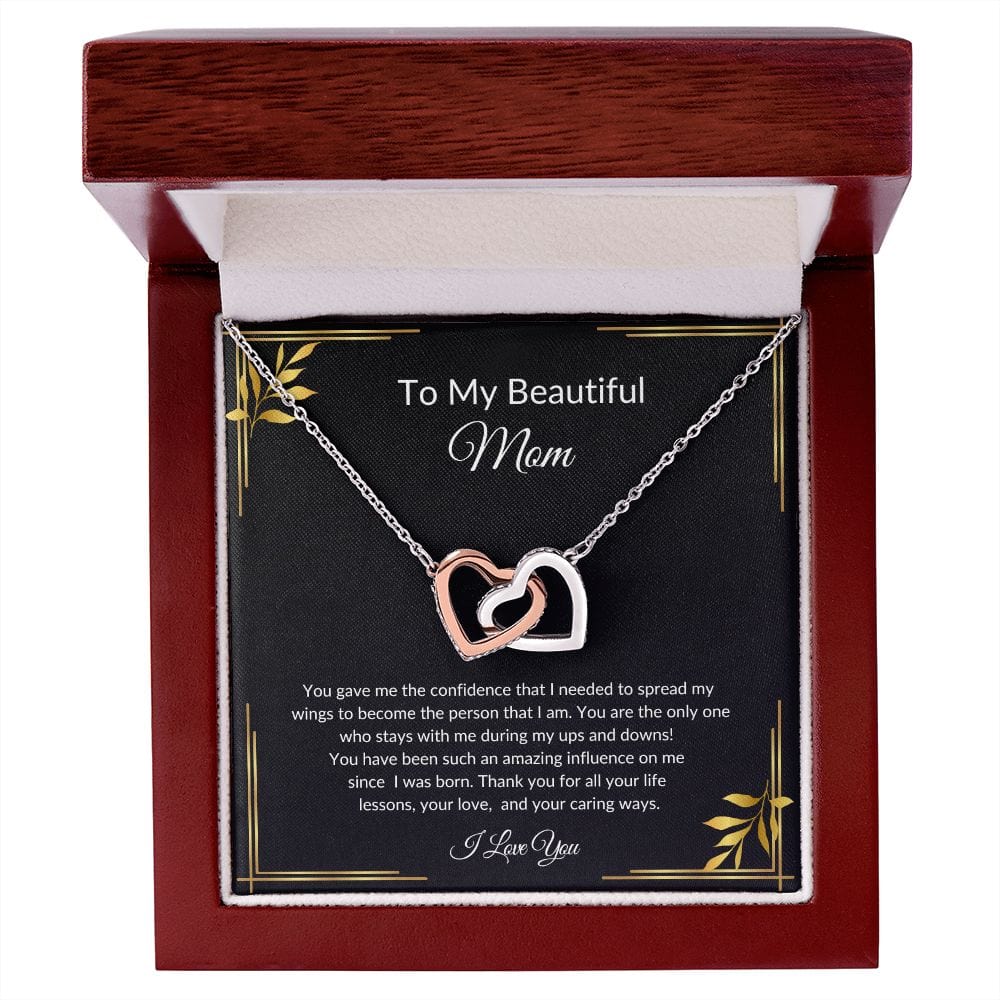 To My Beautiful Mom | Interlocking Hearts Necklace
