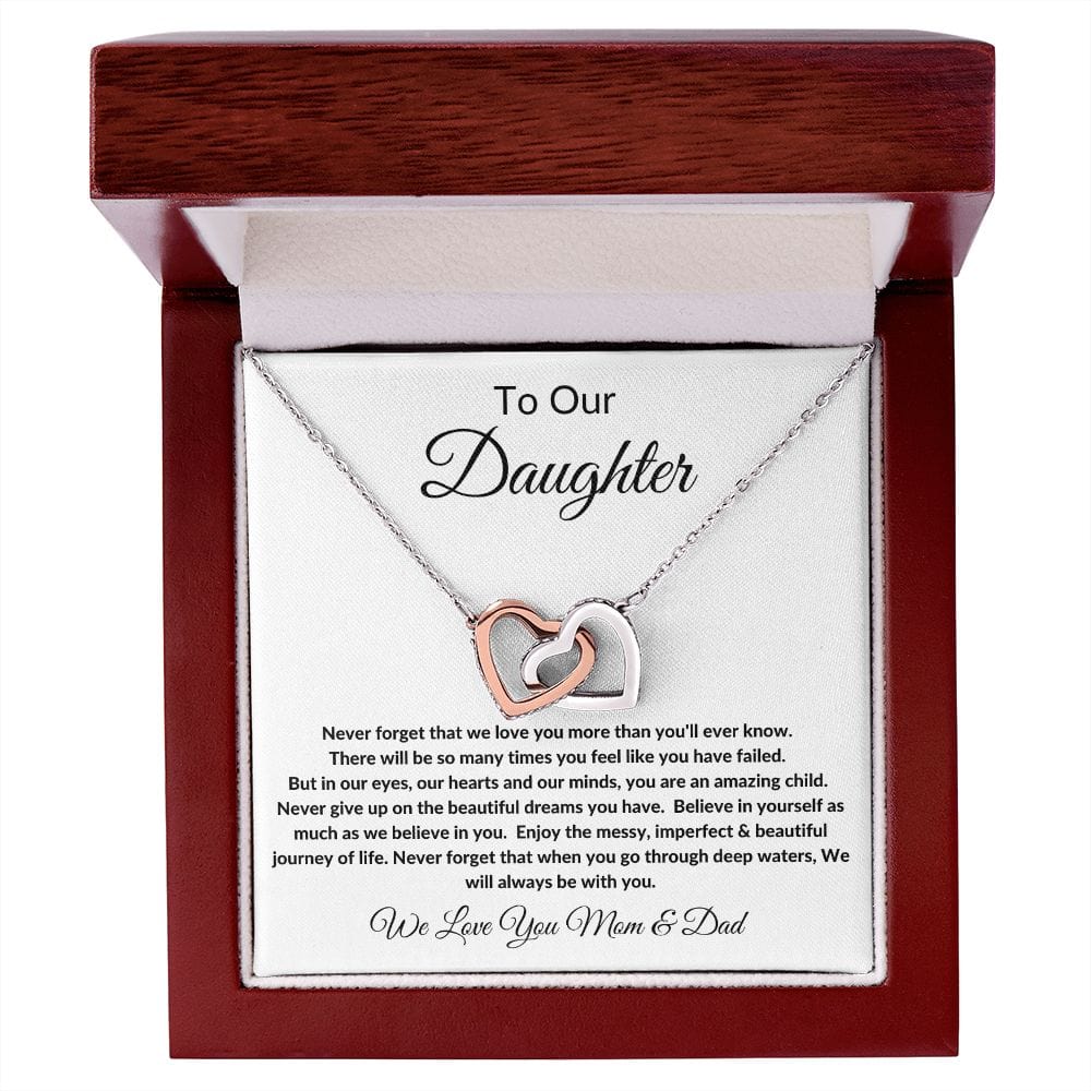 Interlocking Hearts Necklace | To Our Daughter, Mom & Dad