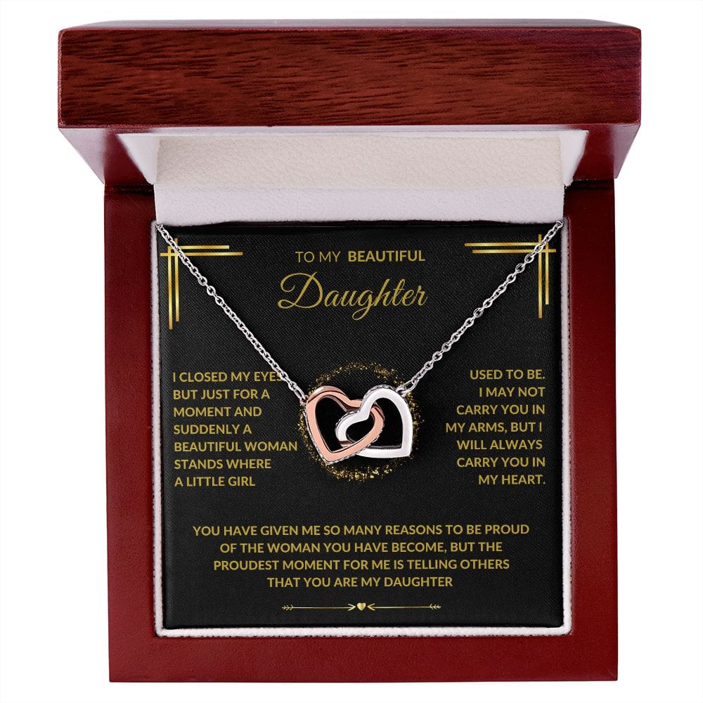 To My Beautiful Daughter - Interlocking Hearts Necklace