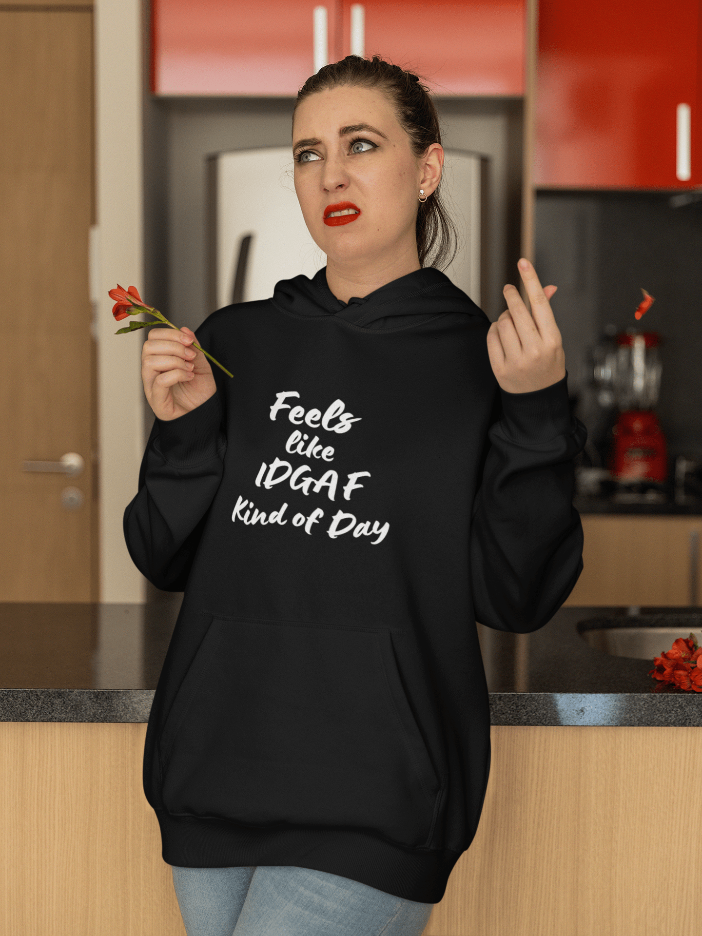 Feels like IDGAF Hoodie Sweatshirt - White lettering